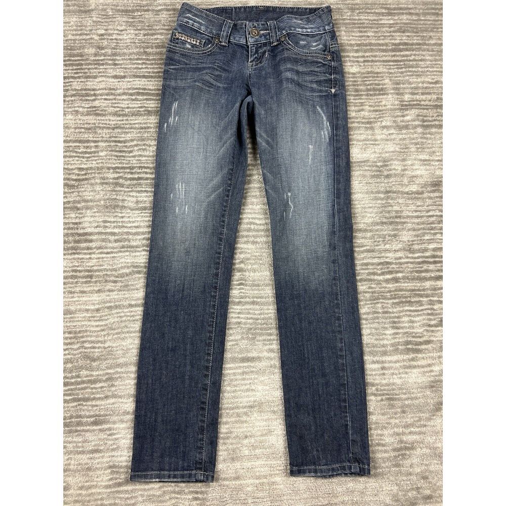 Guess Jeans Womens 26 Blue Daredevil Skinny Leg Distressed Casual‎